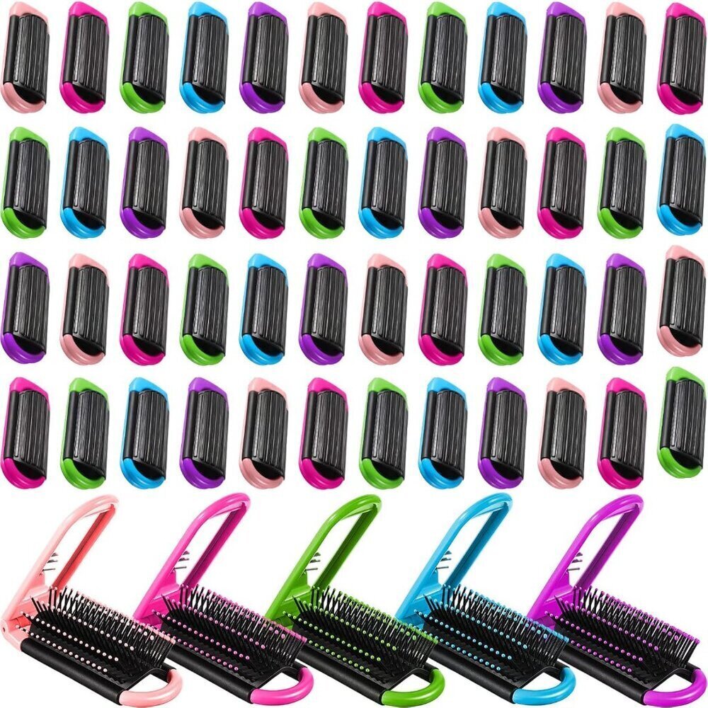 Travel Hair Brush Set Foldable Pocket Size Mini Portable with Mirror 50 Pcs